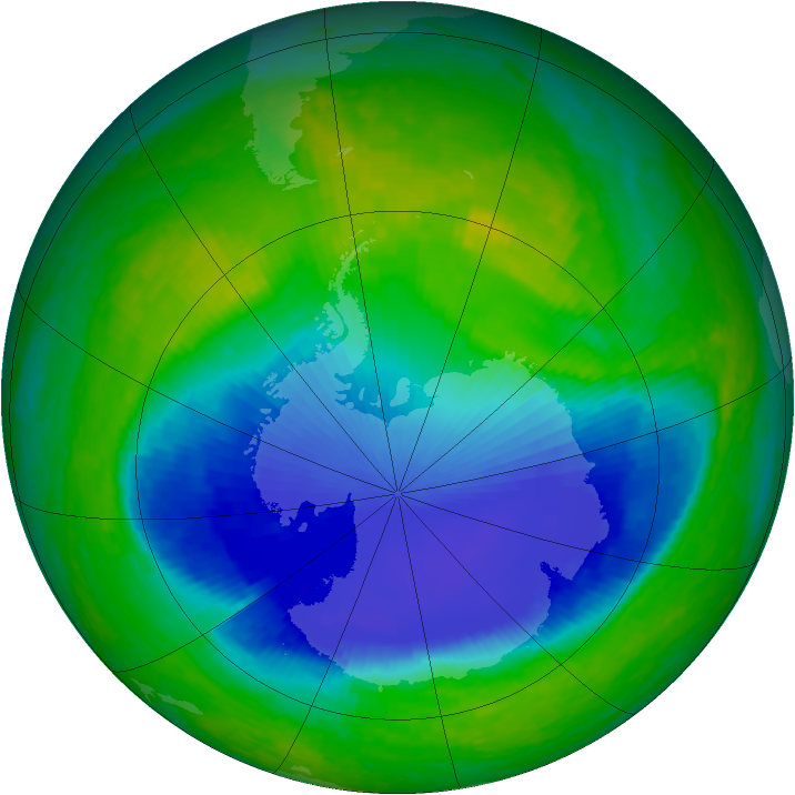 Antarctic ozone map for 26 November 2001
